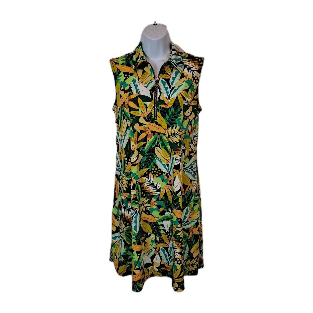 Ava & Grace Tropical Mini Dress Sz S Green Yellow Sleeveless Resort Wear Cruise